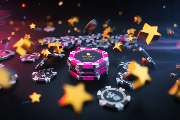 A glowing roulette wheel with cascading chips, symbolizing the engaging live and instant-win games available on JLMMM.